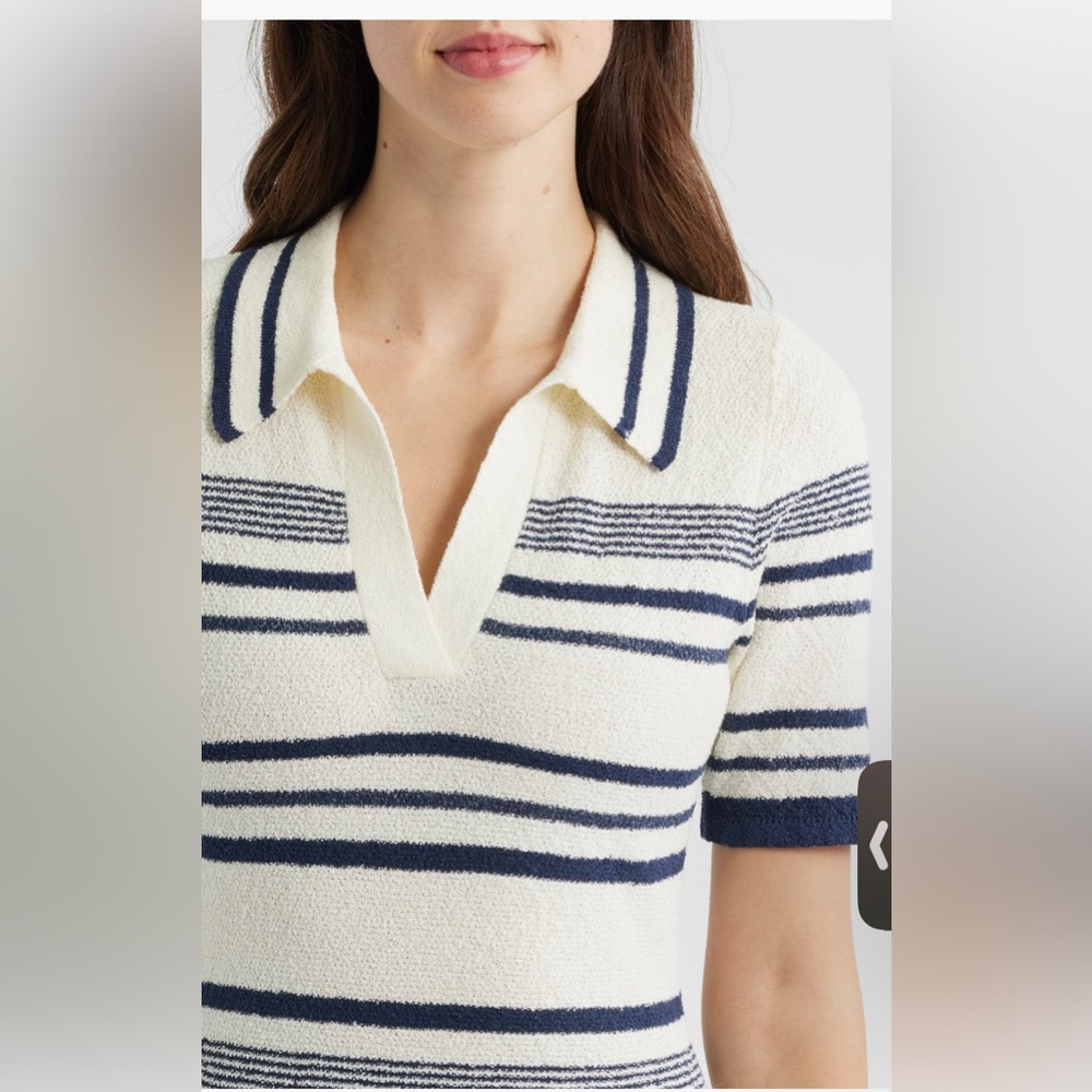 Zoe and Claire Striped Navy and White Midi Polo Dress - Picture 6 of 10